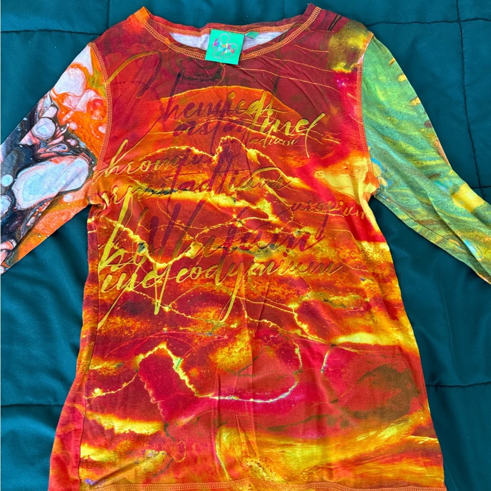 Jaded London Red and Orange Long Sleeve Top